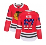 Women Adidas Chicago Blackhawks #67 Tanner Kero Authentic Red USA Flag Fashion NHL Jersey