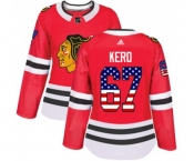 Women Adidas Chicago Blackhawks #67 Tanner Kero Authentic Red USA Flag Fashion NHL Jersey
