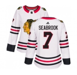 Women Adidas Chicago Blackhawks #7 Brent Seabrook Authentic White Away NHL Jersey