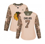 Women Adidas Chicago Blackhawks #7 Chris Chelios Authentic Camo Veterans Day Practice NHL Jersey