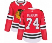 Women Adidas Chicago Blackhawks #74 Nicolas Beaudin Authentic Red Home NHL Jersey