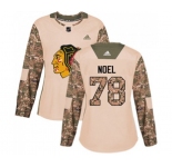 Women Adidas Chicago Blackhawks #78 Nathan Noel Authentic Camo Veterans Day Practice NHL Jersey