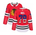 Women Adidas Chicago Blackhawks #78 Nathan Noel Authentic Red USA Flag Fashion NHL Jersey