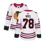 Women Adidas Chicago Blackhawks #78 Nathan Noel Authentic White Away NHL Jersey