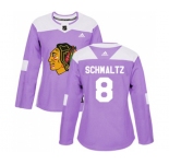 Women Adidas Chicago Blackhawks #8 Nick Schmaltz Authentic Purple Fights Cancer Practice NHL Jersey