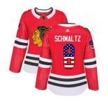 Women Adidas Chicago Blackhawks #8 Nick Schmaltz Authentic Red USA Flag Fashion NHL Jersey