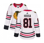 Women Adidas Chicago Blackhawks #81 Marian Hossa Authentic White Away NHL Jersey