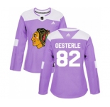 Women Adidas Chicago Blackhawks #82 Jordan Oesterle Authentic Purple Fights Cancer Practice NHL Jersey
