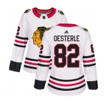 Women Adidas Chicago Blackhawks #82 Jordan Oesterle Authentic White Away NHL Jersey
