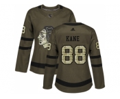 Women Adidas Chicago Blackhawks #88 Patrick Kane Green Salute to Service Stitched NHL Jersey