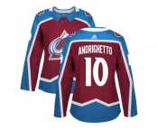 Women Adidas Colorado Avalanche #10 Sven Andrighetto Burgundy Home Authentic Stitched NHL Jersey