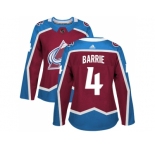Women Adidas Colorado Avalanche #4 Tyson Barrie Burgundy Home Authentic Stitched NHL Jersey