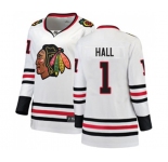 Women Chicago Blackhawks #1 Glenn Hall Authentic White Away Fanatics Branded Breakaway NHL Jersey