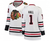Women Chicago Blackhawks #1 Glenn Hall Authentic White Away Fanatics Branded Breakaway NHL Jersey