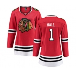 Women Chicago Blackhawks #1 Glenn Hall Fanatics Branded Red Home Breakaway NHL Jersey