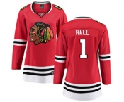 Women Chicago Blackhawks #1 Glenn Hall Fanatics Branded Red Home Breakaway NHL Jersey