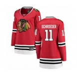Women Chicago Blackhawks #11 Jordan Schroeder Authentic Red Home Fanatics Branded Breakaway NHL Jersey