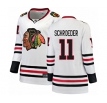 Women Chicago Blackhawks #11 Jordan Schroeder Authentic White Away Fanatics Branded Breakaway NHL Jersey