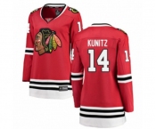 Women Chicago Blackhawks #14 Chris Kunitz Authentic Red Home Fanatics Branded Breakaway NHL Jerse