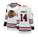 Women Chicago Blackhawks #14 Chris Kunitz Authentic White Away Fanatics Branded Breakaway NHL Jersey