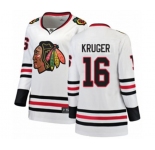 Women Chicago Blackhawks #16 Marcus Kruger Authentic White Away Fanatics Branded Breakaway NHL Jersey