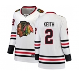 Women Chicago Blackhawks #2 Duncan Keith Authentic White Away Fanatics Branded Breakaway NHL Jersey