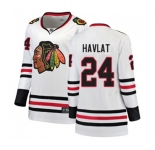 Women Chicago Blackhawks #24 Martin Havlat Authentic White Away Fanatics Branded Breakaway NHL Jersey