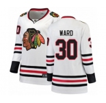 Women Chicago Blackhawks #30 Cam Ward Authentic White Away Fanatics Branded Breakaway NHL Jersey