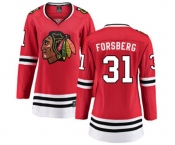 Women Chicago Blackhawks #31 Anton Forsberg Fanatics Branded Red Home Breakaway NHL Jersey