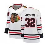 Women Chicago Blackhawks #32 Michal Rozsival Authentic White Away Fanatics Branded Breakaway NHL Jersey