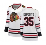 Women Chicago Blackhawks #35 Tony Esposito Authentic White Away Fanatics Branded Breakaway NHL Jersey