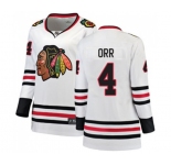 Women Chicago Blackhawks #4 Bobby Orr Authentic White Away Fanatics Branded Breakaway NHL Jersey