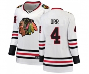 Women Chicago Blackhawks #4 Bobby Orr Authentic White Away Fanatics Branded Breakaway NHL Jersey