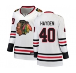 Women Chicago Blackhawks #40 John Hayden Authentic White Away Fanatics Branded Breakaway NHL Jersey