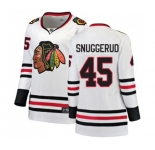 Women Chicago Blackhawks #45 Luc Snuggerud Authentic White Away Fanatics Branded Breakaway NHL Jersey
