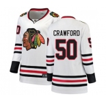 Women Chicago Blackhawks #50 Corey Crawford Authentic White Away Fanatics Branded Breakaway NHL Jersey