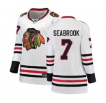 Women Chicago Blackhawks #7 Brent Seabrook Authentic White Away Fanatics Branded Breakaway NHL Jersey