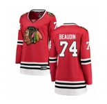 Women Chicago Blackhawks #74 Nicolas Beaudin Authentic Red Home Fanatics Branded Breakaway NHL Jersey