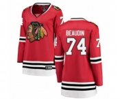 Women Chicago Blackhawks #74 Nicolas Beaudin Authentic Red Home Fanatics Branded Breakaway NHL Jersey