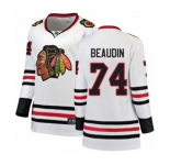 Women Chicago Blackhawks #74 Nicolas Beaudin Authentic White Away Fanatics Branded Breakaway NHL Jersey