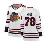 Women Chicago Blackhawks #78 Nathan Noel Authentic White Away Fanatics Branded Breakaway NHL Jersey