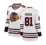 Women Chicago Blackhawks #81 Marian Hossa Authentic White Away Fanatics Branded Breakaway NHL Jersey