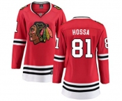 Women Chicago Blackhawks #81 Marian Hossa Fanatics Branded Red Home Breakaway NHL Jersey