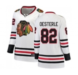 Women Chicago Blackhawks #82 Jordan Oesterle Authentic White Away Fanatics Branded Breakaway NHL Jersey