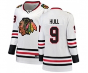 Women Chicago Blackhawks #9 Bobby Hull Authentic White Away Fanatics Branded Breakaway NHL Jersey