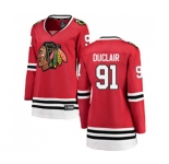 Women Chicago Blackhawks #91 Anthony Duclair Authentic Red Home Fanatics Branded Breakaway NHL Jersey
