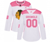 Women's Adidas Chicago Blackhawks #00 Clark Griswold Authentic White Pink Fashion NHL Jersey