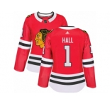 Women's Adidas Chicago Blackhawks #1 Glenn Hall Authentic Red Home NHL Jersey