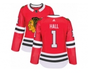 Women's Adidas Chicago Blackhawks #1 Glenn Hall Authentic Red Home NHL Jersey