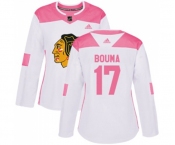 Women's Adidas Chicago Blackhawks #17 Lance Bouma Authentic White Pink Fashion NHL Jersey